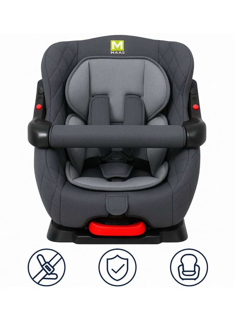 ماس مقعد سيارة للأطفال حديثي الولادة حتى سن 4  سنوات مع وضعيات مواجهة للأمام وللخلف  وحزام أمان ، المقعد سهل الفك والتركيب ومبطن وناعم  ومريح لجلوس الطفل . - Image 1